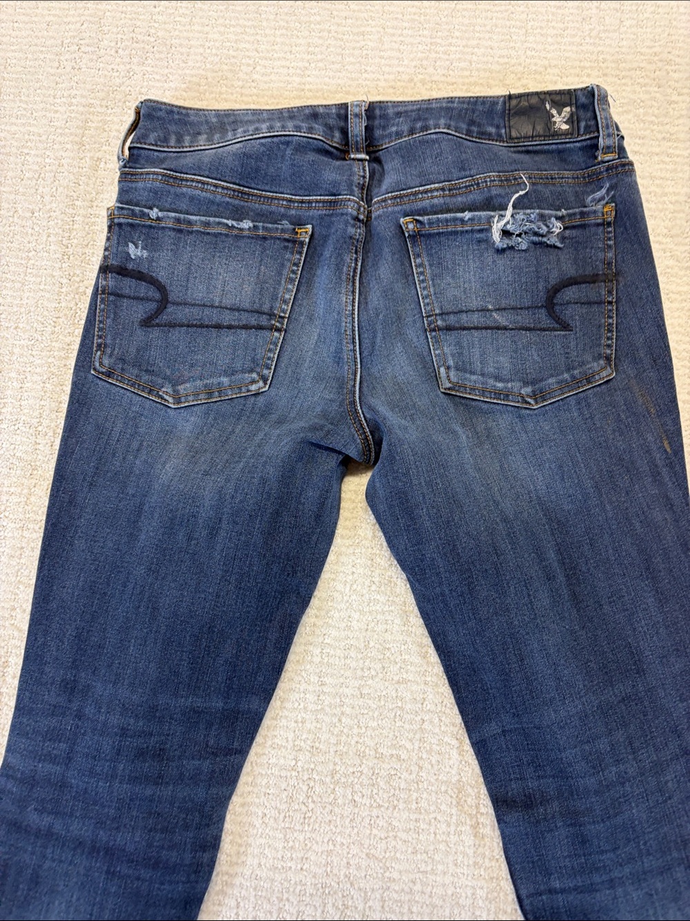American Eagle Distressed Jeggings Skinny  Jeans Ripped Stretch Denim Size 8 - Picture 7 of 8